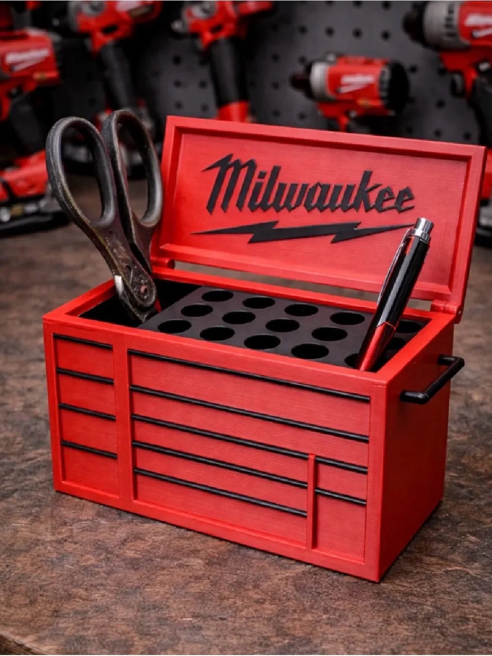 Red Desktop Tool Organizer - Compact Home Storage